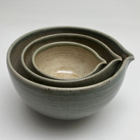 Small Nesting Set in Cream White and Celadon