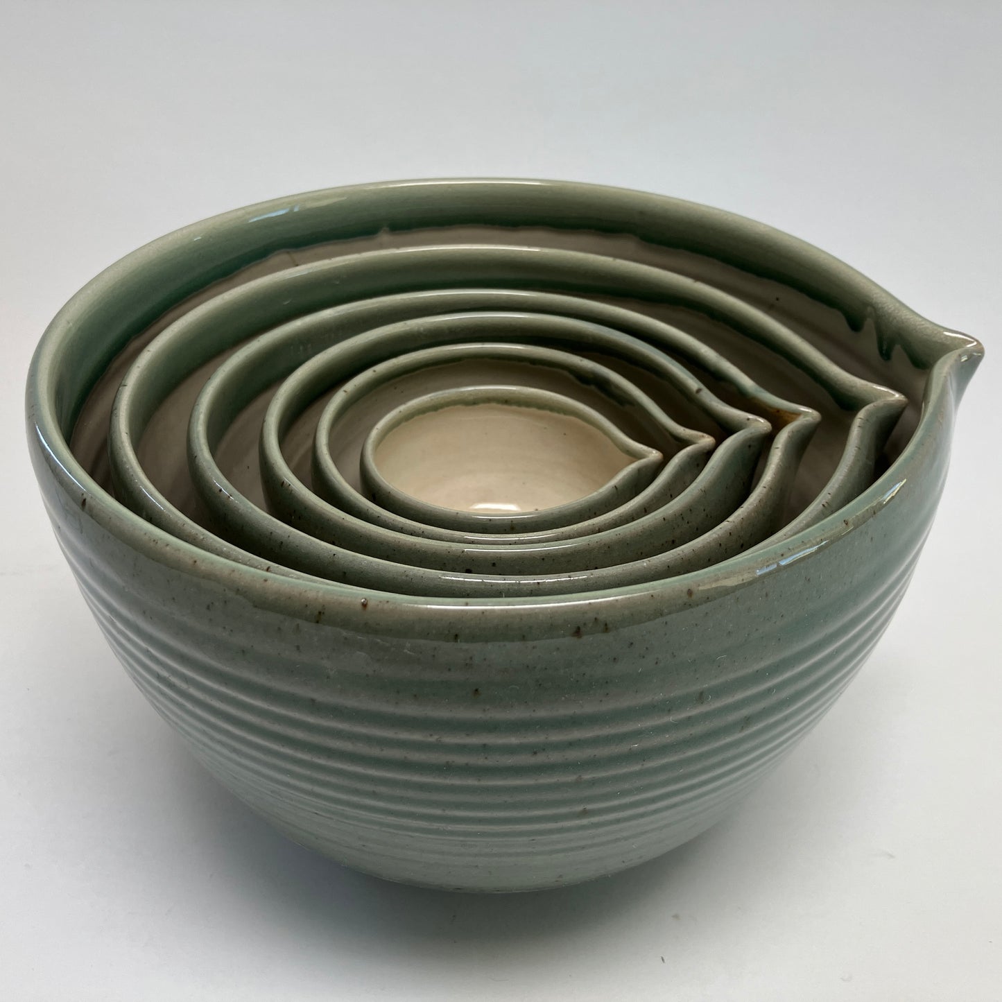 Six Piece Nesting Set of Bowls (Decorated with Feathers)